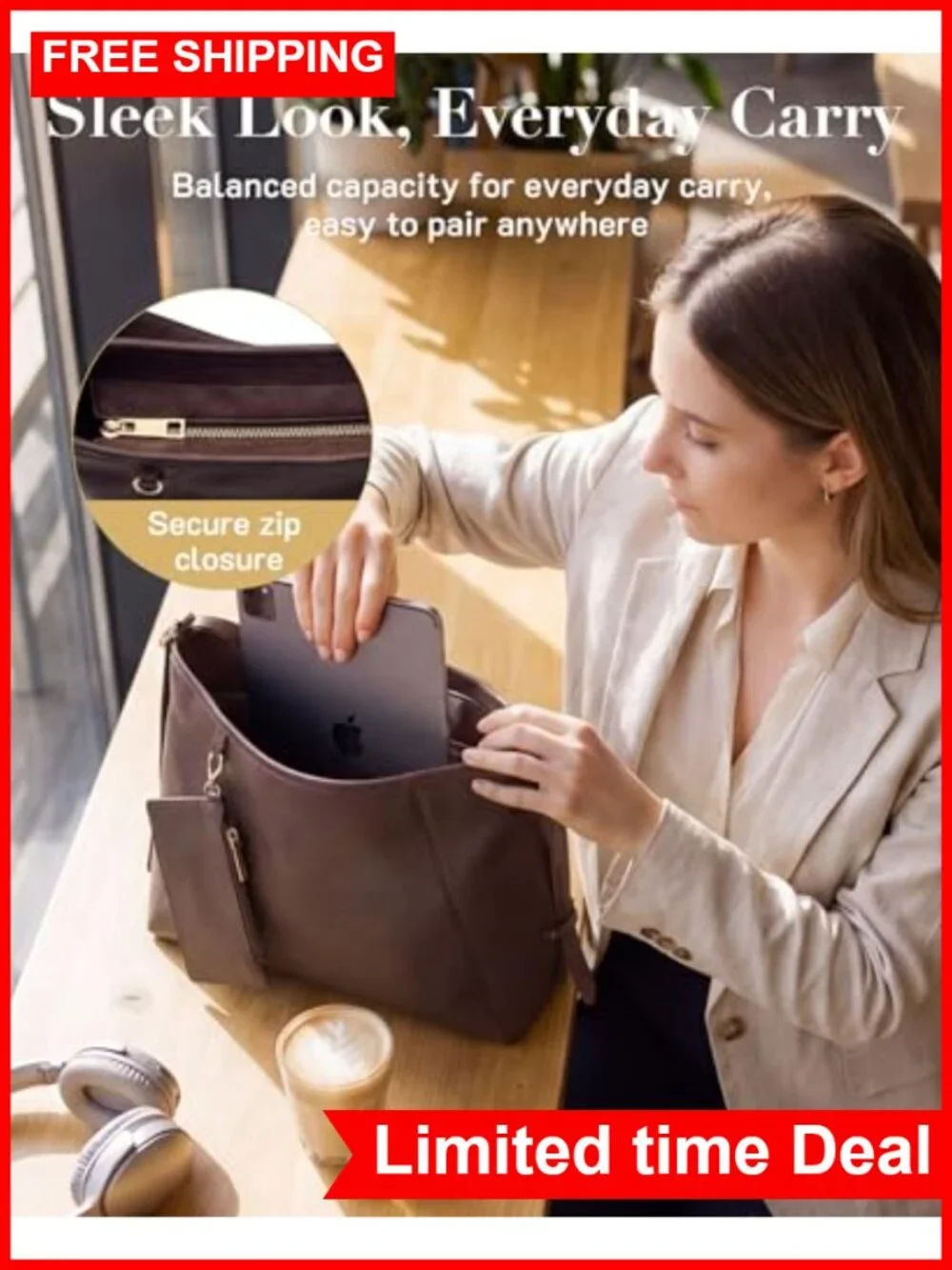 Vegan Leather Hobo Bag Multi-Pocket Crossbody PU Leather Tote Shoulder Bag with